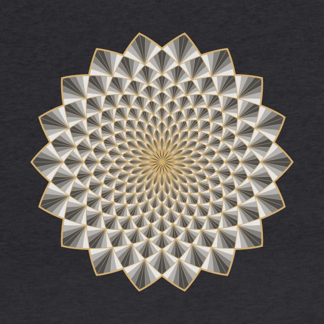 Gold, Black and White Optical illusion Mandala by MandalaSoul